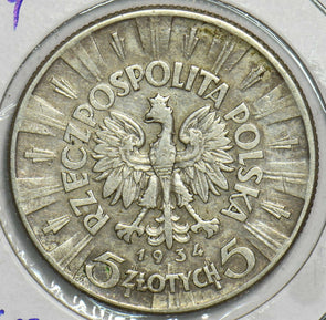 Poland 1934 5 Zlotych Eagle animal 298209 combine shipping