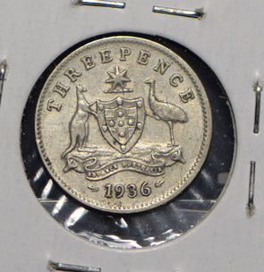 Australia 1936 3 Pence Kangaroo animal Moorhen  191211 combine shipping