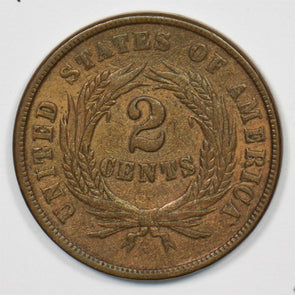1864 Two Cents Lg motto. XF U0193