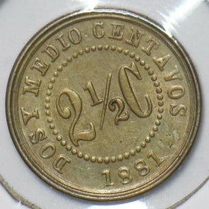 Colombia 1881 2 1/2 Centavos 296687 combine shipping