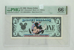 Disney Dollar 1988 Dollar PMG Gem UNC 66EPQ DIS7. Mickey. Main Street USA PM022