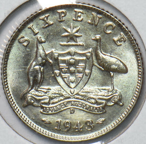 Australia 1943 D 6 Pence Kangaroo animal Emu 192761 combine shipping
