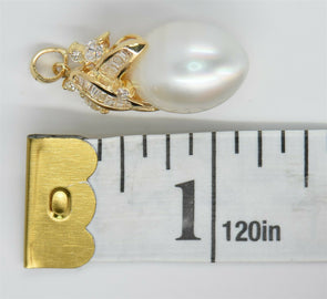 18K Gold Pearl Diamond Pendant GP0031
