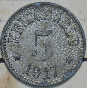 Germany 1917 5 Pfennig Nuestadt Aisch 293112 combine shipping