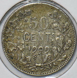 Belgium 1909 50 Centimes Lion animal 195295 combine shipping