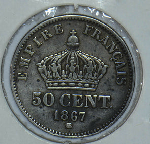 France 1867 Napoleaon III 50 Cents Eagles animal 290589 combine shipping