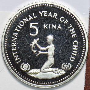 Papua New Guinea 1981 5 Kina Eagle animal Fish proof International Year of Child
