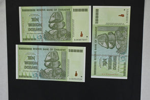 Zimbabwe 2008 10 TRILLION DOLLARS CH/CU 3 NOTE LOT RN0073 combine shipping