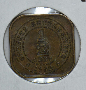 Straits Settlements 1932 George V 1/2 Cents 291099 combine shipping