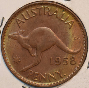 Australia 1958 Penny Kangaroo animal BU 150682 combine shipping