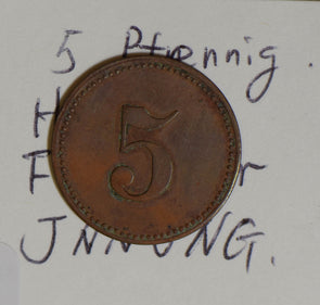 German States 1917 ~24 Hamm Fleischer JNNUNG notgeld 5 Pfennig rare GE0119 combi