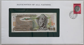Guatemala 1982 50 Cents Bank notes of all nations. 6 Cents stamp RC0501 combine