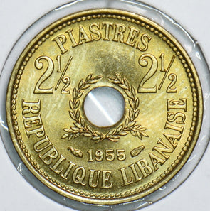 Lebanon 1955 2 1/2 Piastres 298945 combine shipping