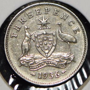 Australia 1936 3 Pence Kangaroo animal Emu  191337 combine shipping