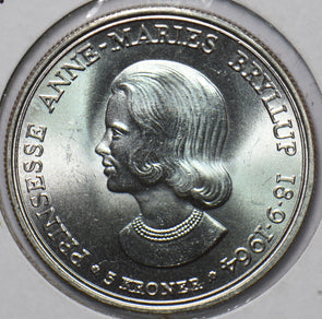 Denmark 1964 5 Kroner BU Commemorative issue. Wedding of Princess Anne Marie 490