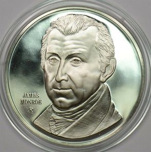 1980 's Medal Proof james Monroe in capsule 1.2oz pure silver Franklin Mint BU0