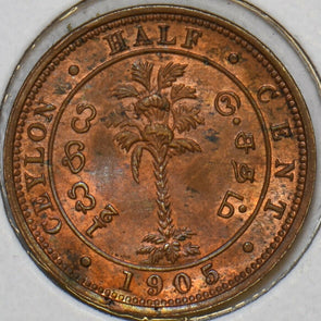 Ceylon 1905 1/2 Cent 491331 combine shipping