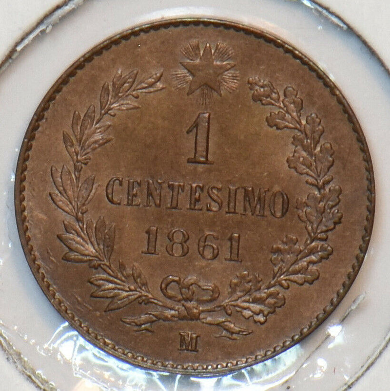 Italy 1861 Centesimo lustrous BU 490852 combine shipping