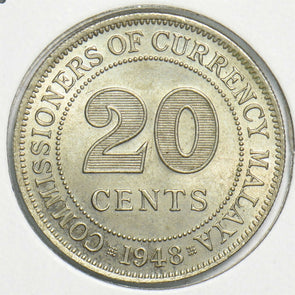 Malaya 1948 20 Cents 298449 combine shipping