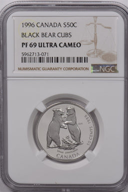 Canada 1996 50 Cents Silver NGC Proof 69 Ultra Cameo Black Bear Cubs NG1627 comb