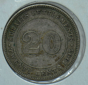 Straits Settlements 1903 King Edward VII 20 Cents 290540 combine shipping