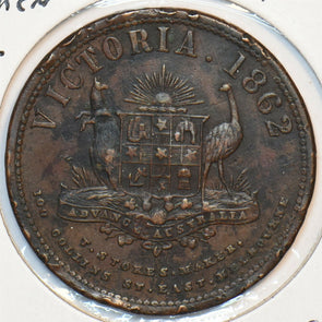 Australia 1862 Penny Token Barrowclough Bookseller & Stationer AU0080 combine sh