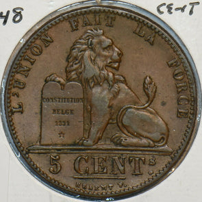 Belgium 1848 5 Cents Lion animal 296983 combine shipping