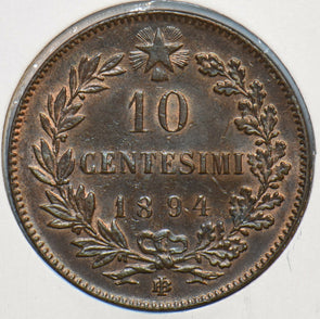 Italy 1894 10 Centesimi lustrous BU 490851 combine shipping