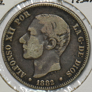 Spain 1882 2 Pesetas 297168 combine shipping