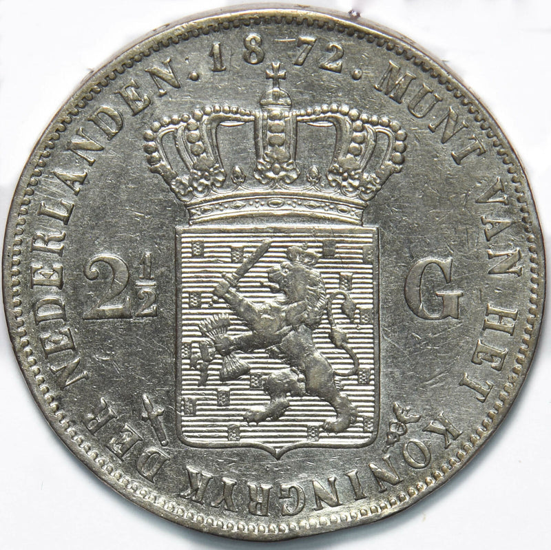 Netherlands 1872 2 1/2 Gulden Lion animal Willem IIII 490445 combine shipping