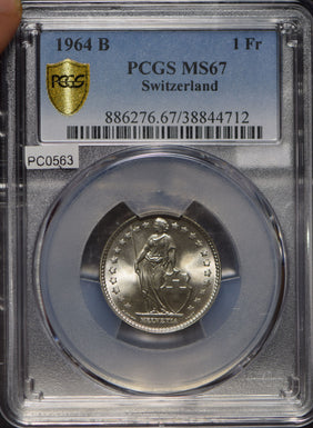 Switzerland 1964 Franc PCGS MS67 blasting luster rare grade PC0563 combine shipp