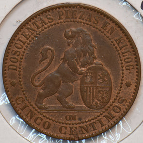 Spain 1870 5 Centimos Lion animal 902501 combine shipping