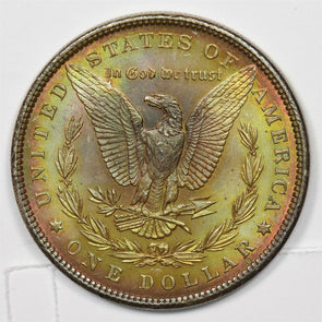 1889 Morgan Dollar Silver Deep rainbow tone color MS++ U0235