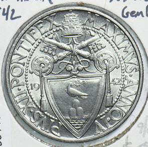 Vatican 1942 2 Lire Gem BU 299143 combine shipping