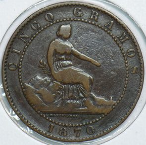 Spain 1870 5 Centimos 198425 combine shipping