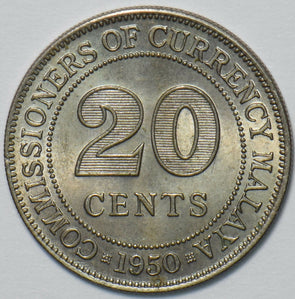 Malaya 1950 20 Cents 296579 combine shipping