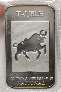 Canada 1990 's 1oz troy silver bar Taurus National Co zodiac series BU0684 combi