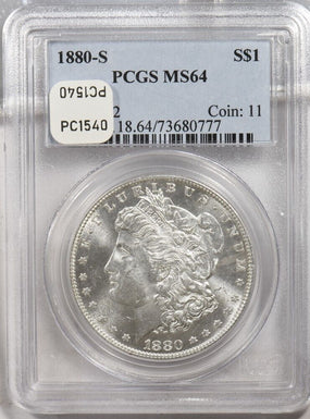 1880-s Morgan Dollar Silver Morgan dollar PCGS MS64 PC1540