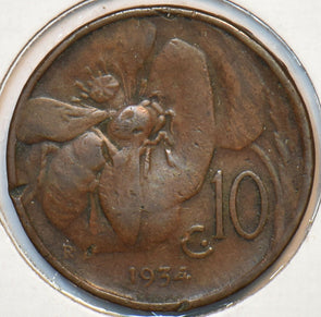 Italy 1934 10 Centesimi Honey bee animal 903215 combine shipping