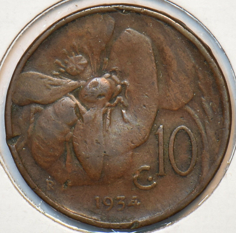 Italy 1934 10 Centesimi Honey bee animal 903215 combine shipping