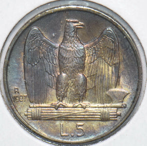 Italy 1927 5 Lire Eagle animal 490216 combine shipping