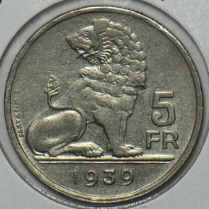 Belgium 1939 5 Francs Lion animal 195884 combine shipping
