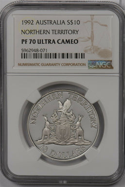 Australia 1992 10 Dollar silver NGC Proof 70UC Northern Territory Perfect 70 NG1