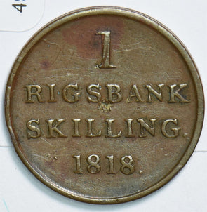 Denmark 1818 Rigsbank Skilling 491555 combine shipping