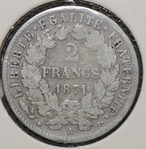 France 1871 2 Francs  290632 combine shipping