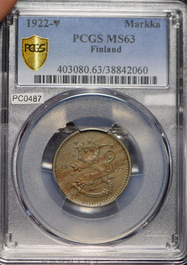 Finland 1922 Markka PCGS MS63 PC0487 combine shipping