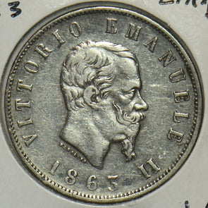 Italy 1863 2 Lire 491201 combine shipping