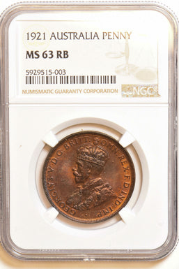 Australia 1921 Penny NGC MS63 Red Brown NG0994 combine shipping