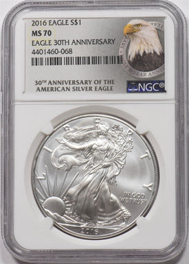 2016 Silver Eagle 30TH NGC MS70 NG1784