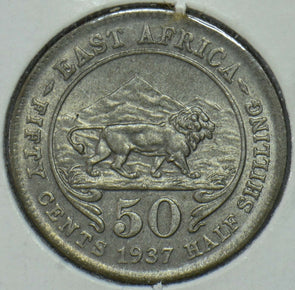 East Africa 1937 50 Cents Lion animal 290751 combine shipping